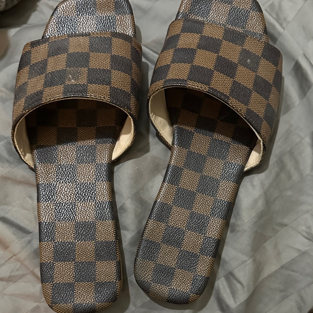 Checkered Slide Sandals